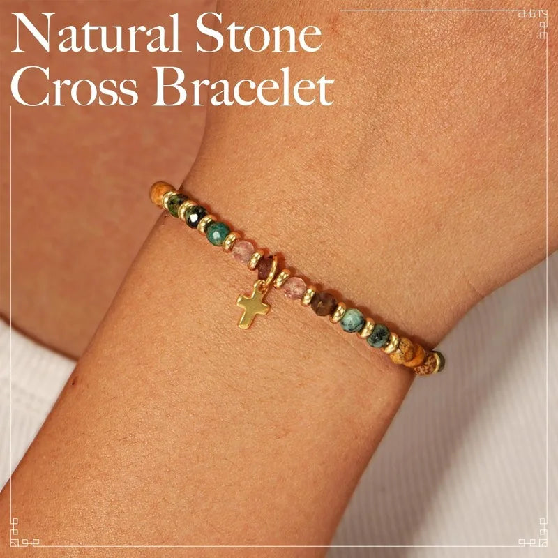 Natural Stone Faith Bracelet with Cross – A Reminder That God Cares
