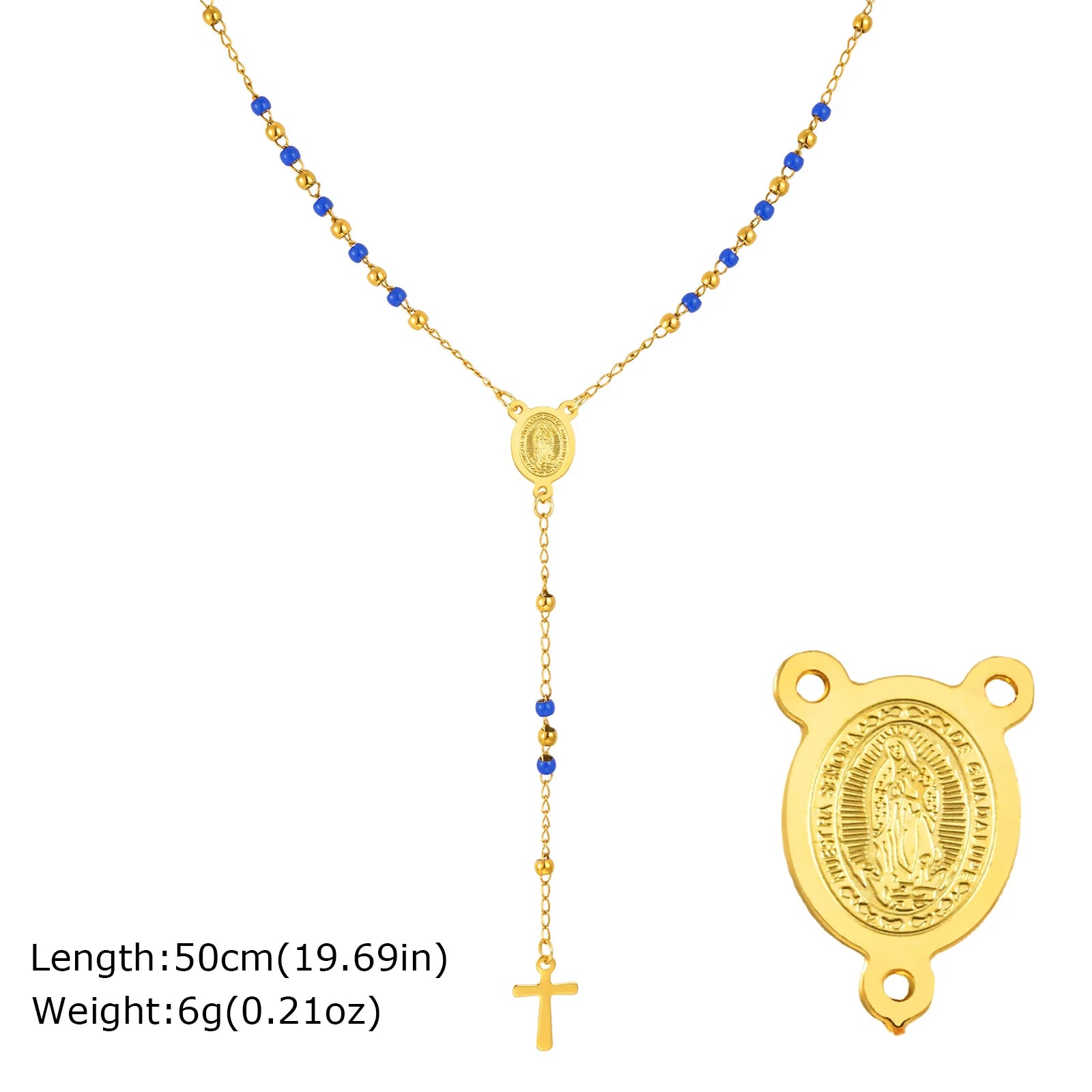 Multi-Color Beaded Rosary Prayer Jewelry Stainless Steel