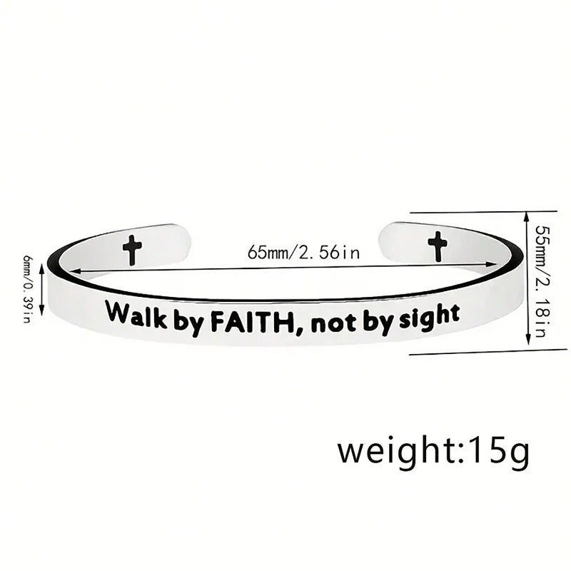 Engraved Bible Verse Bangle – Inspirational Stainless Steel Bracelet