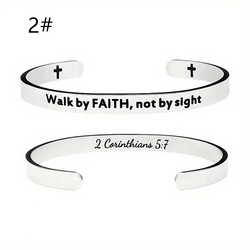 Engraved Bible Verse Bangle – Inspirational Stainless Steel Bracelet