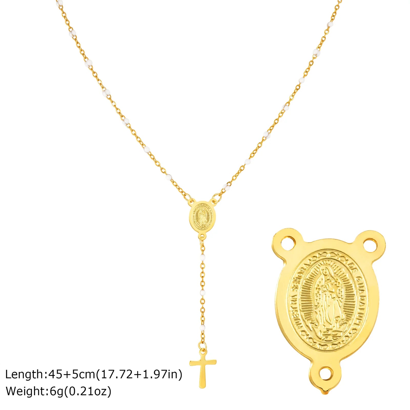 Multi-Color Beaded Rosary Prayer Jewelry Stainless Steel