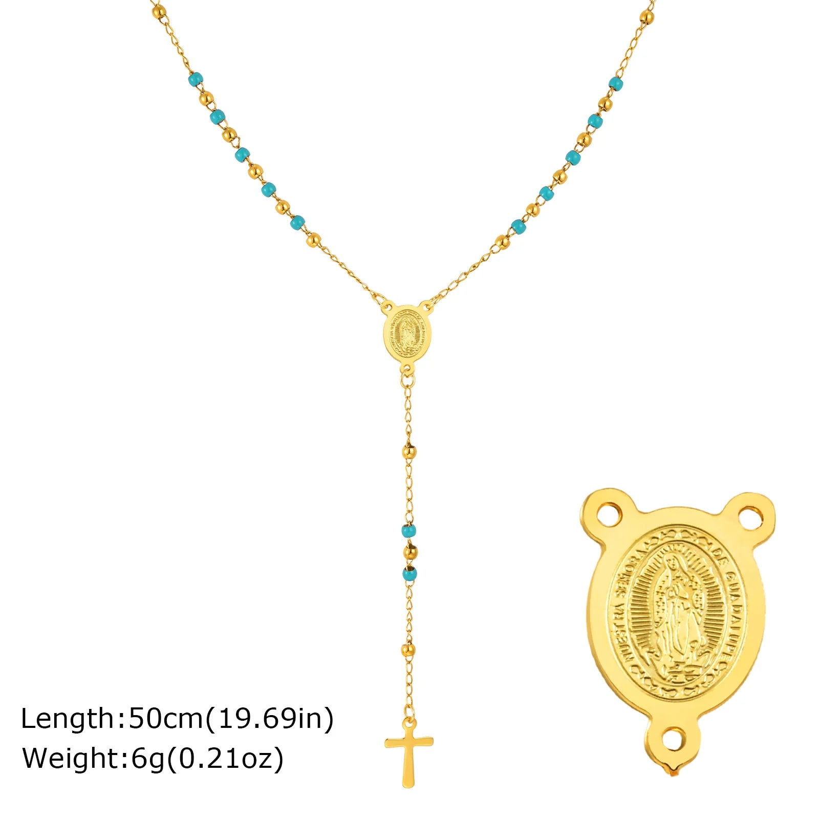 Multi-Color Beaded Rosary Prayer Jewelry Stainless Steel