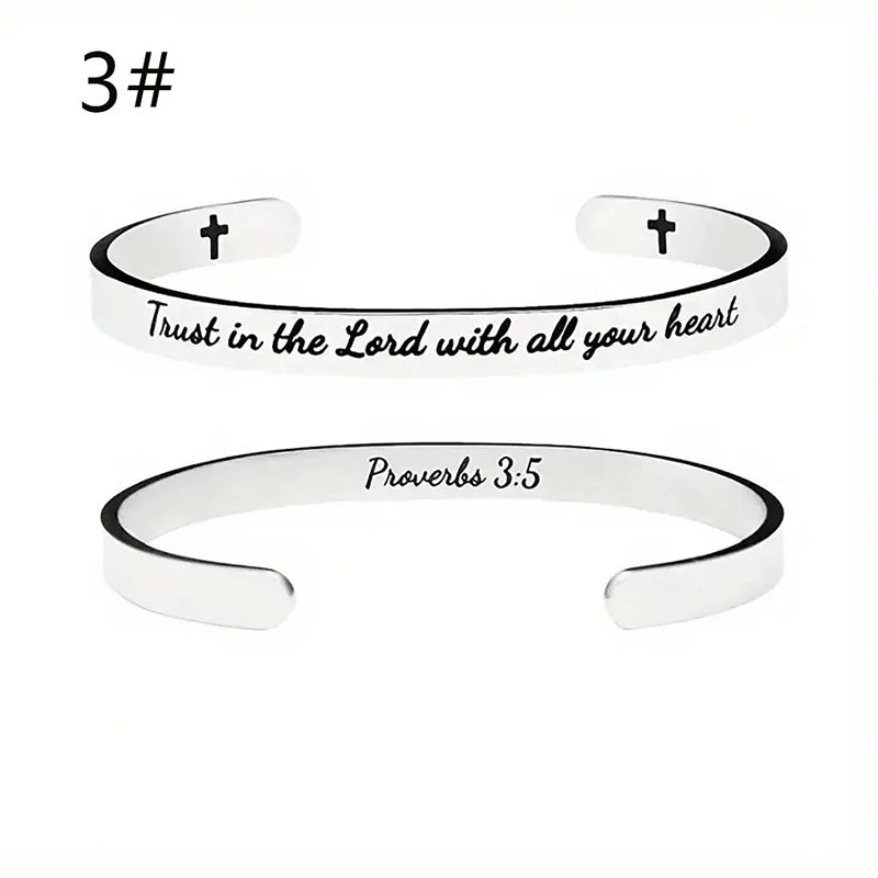 Engraved Bible Verse Bangle – Inspirational Stainless Steel Bracelet