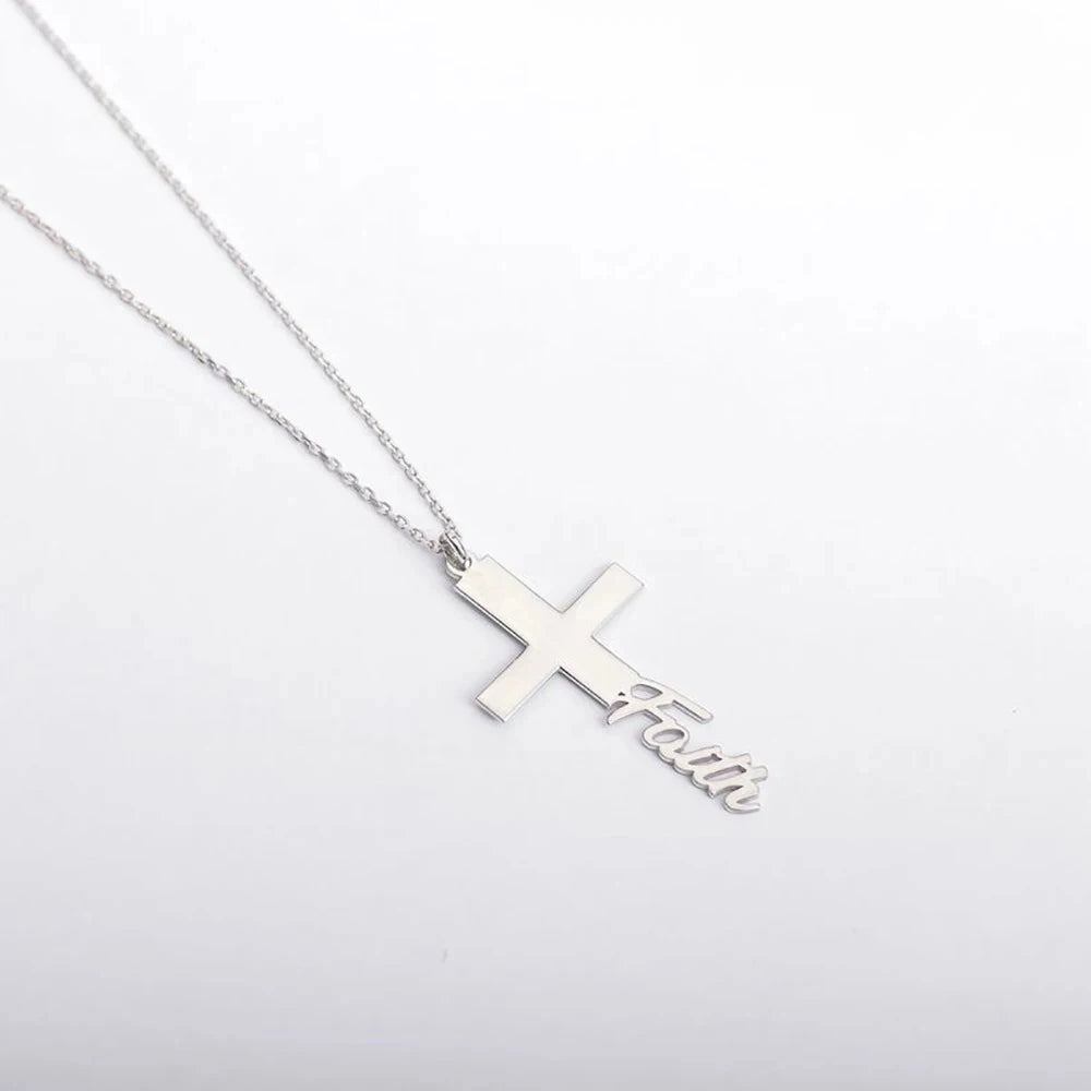 PERSONALIZED Signature Cross Necklace Unisex Stainless-Steel Custom