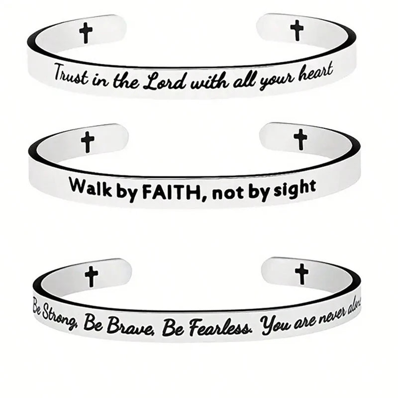 Engraved Bible Verse Bangle – Inspirational Stainless Steel Bracelet