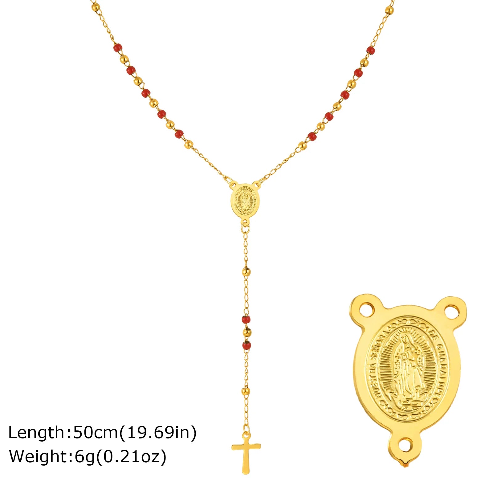 Multi-Color Beaded Rosary Prayer Jewelry Stainless Steel