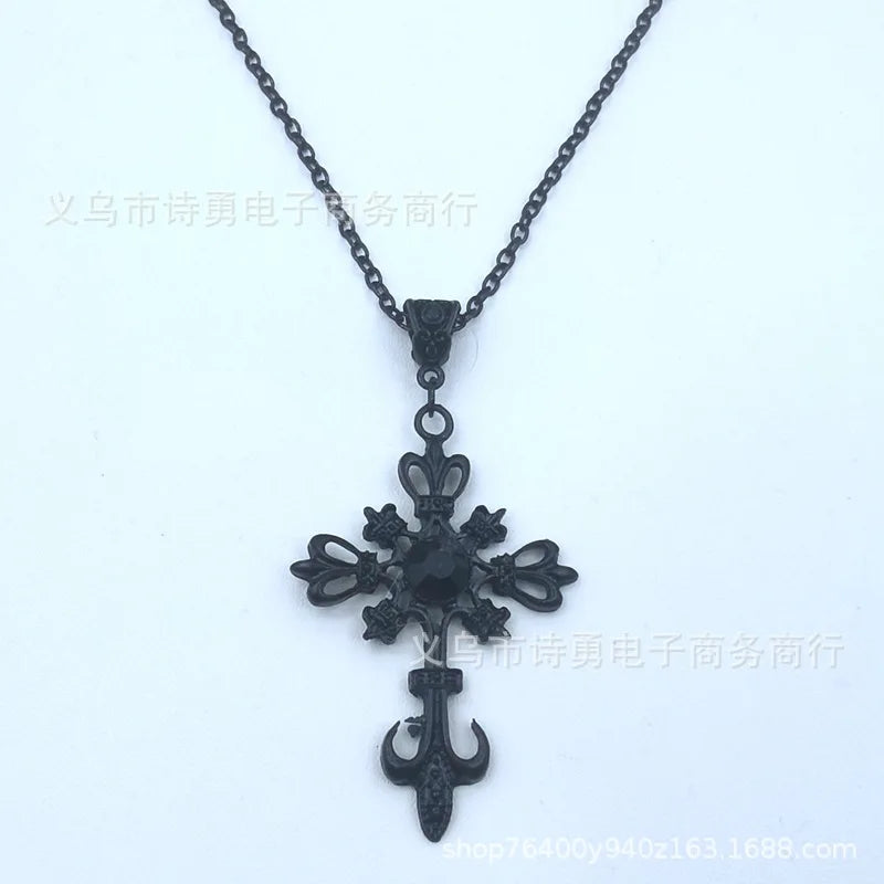 Eternal Faith – Gothic Black Cross Necklace