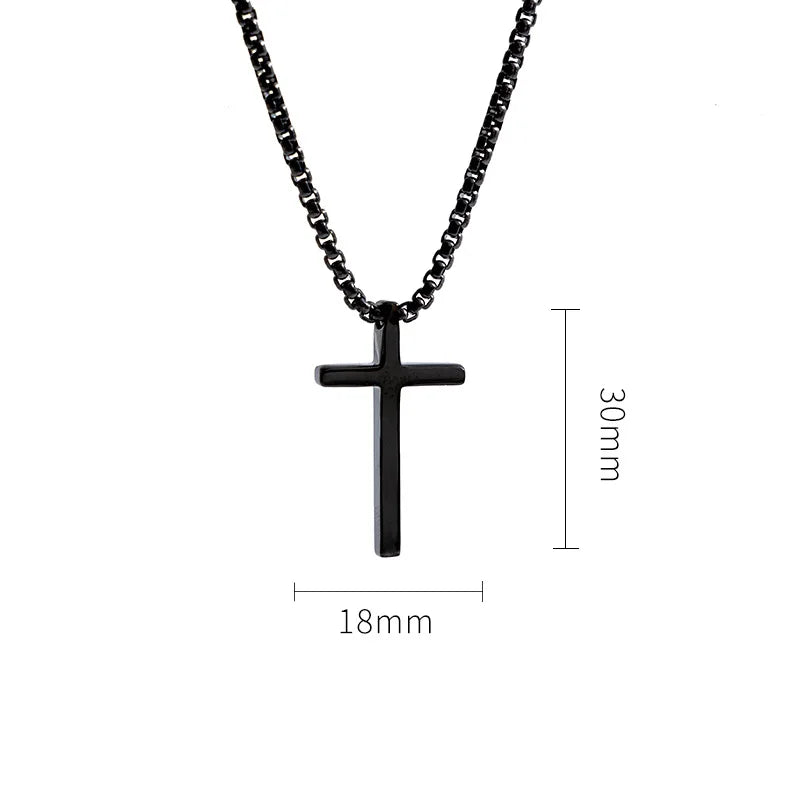 Be Courageous ! Joshua 1:9 Black Cross Necklace Stainless Steel