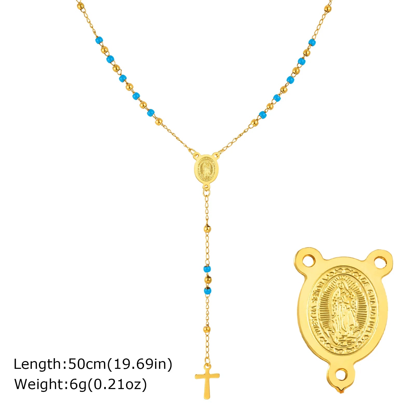 Multi-Color Beaded Rosary Prayer Jewelry Stainless Steel