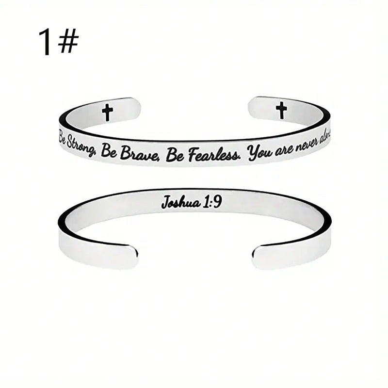 Engraved Bible Verse Bangle – Inspirational Stainless Steel Bracelet