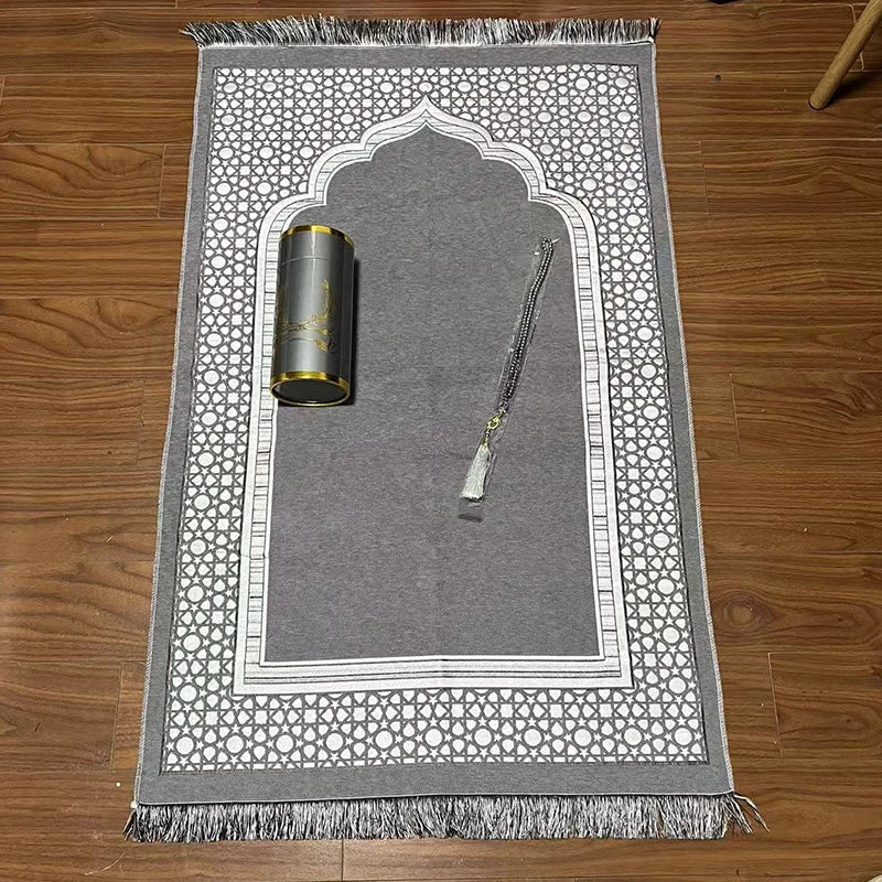 BEAUTIFUL Prayer Set 3pc. Middle East Prayer Rug Prayer Beads TRAVEL BAG