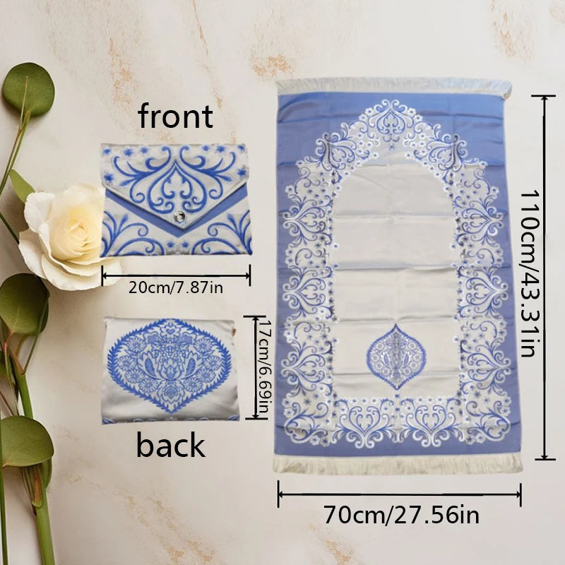BEAUTIFUL Prayer Set 3pc. Middle East Prayer Rug Prayer Beads TRAVEL BAG