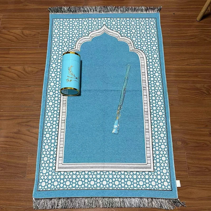 BEAUTIFUL Prayer Set 3pc. Middle East Prayer Rug Prayer Beads TRAVEL BAG