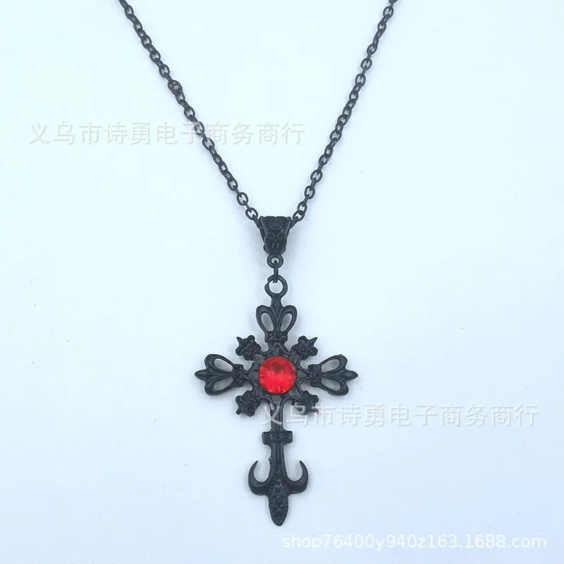 Eternal Faith – Gothic Black Cross Necklace